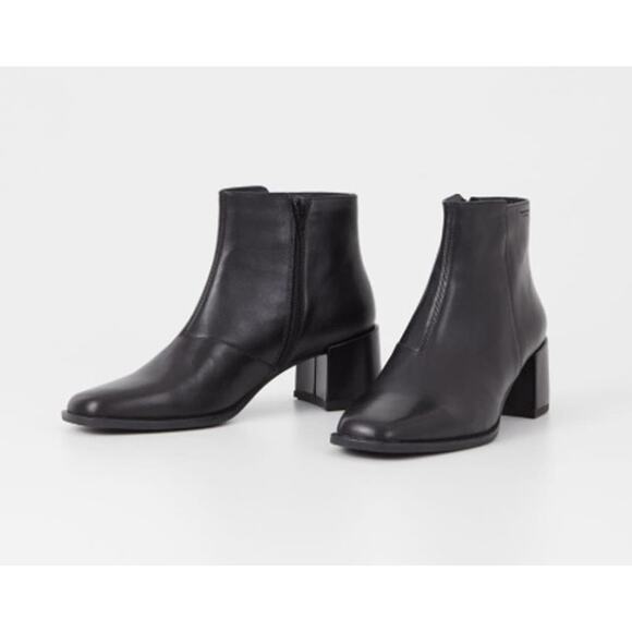 Vagabond Stina Ankle Boots Smooth Black Leather Size 8 US 38 EU NIB Booties - Picture 1 of 15